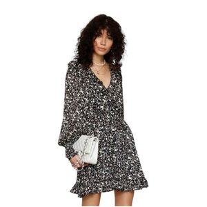 Altar’d State Floral Print Smocked Waist Long Sleeve Ruffled Detailing Dress